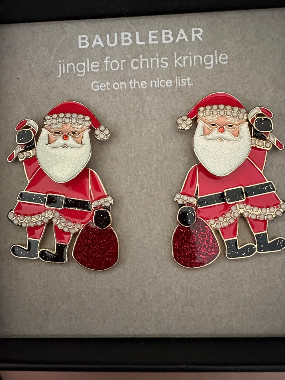 BaubleBar Kids Red and White Santa Stud Earrings